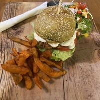 Hawaiian chicken burger  at The Vegan Table in Phuket