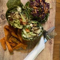 Chicken and garlic mayo wrap  at The Vegan Table in Phuket