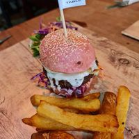 Spicy mushroom oat cheese burger at The Vegan Table in Phuket