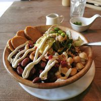 Salad with tempeh at The Vegan Table in Phuket