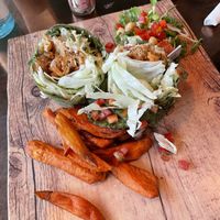 Chikin wrap with sweet potato fries  at The Vegan Table in Phuket