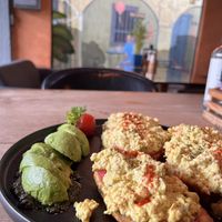 Scrambled tofu open toast   at The Vegan Table in Phuket