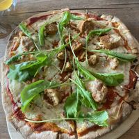 Sausage and rocket pizza  at The Vegan Table in Phuket