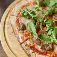 Sausage Rucola Pizza with Beyond Sausage at The Vegan Table in Phuket