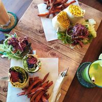 Spicy veg wrap, mac 'n cheese wrap, Thai iced tea, appleade juice 💖 at The Vegan Table in Phuket