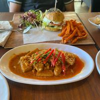 Red curry 
Chicken sandwich  at The Vegan Table in Phuket
