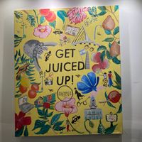 Colorful surroundings at Harper's Juice & Coffee in Buenos Aires