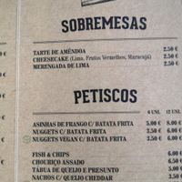 Menu with nuggets vegan at Iron Duke in Aveiro
