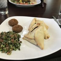 Spinach pies with a side of falafel and tabouleh at Odeh's Mediterranean Restaurant in Elko