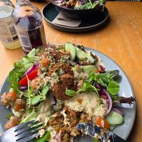 Open falafel and baked potato at Cafe Maldon in Maldon