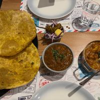 Chole Bhature and mushroom curry at Kailash Parbat in Kowloon