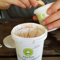 The ice cream was sold frozen solid and it was perfect for the hot weather. at Juhu Farmers Market in Mumbai