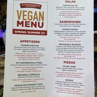 Yes! A separate vegan menu!  at Alexander's Tavern in Baltimore