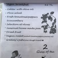 Vegan breakfast menu at Dudu Mutfak in Kas