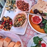 Meze plate and falafel at Dudu Mutfak in Kas