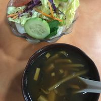 Hot sour soup and salad at Happy Family - San Bernardino in San Bernardino