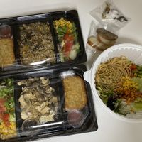 Mushroom pilaf, queens set and cold noodle salad.  I had leftovers for a while lol  at Newyork B&C in Seoul