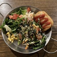 Marinated tofu with salad and hashbrowns  at Newyork B&C in Seoul
