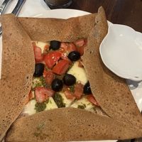 Vegan mozzarella tomato and olive  at Coffee Crepes in Paris