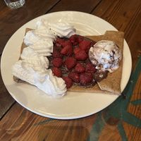 Chocolate raspberry vegan ice cream crepe  at Coffee Crepes in Paris