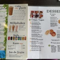 Menu with vegan sweet crepes   at Coffee Crepes in Paris