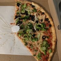 Vegan pizza with veggies (we ate most of it before thinking to take a photo)  at Romeo's Pizza in Manalapan