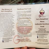 Menu 1/2 at Gu's Dumplings in Atlanta