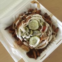 BBQ jackfruit poutine  at Fern Cafe and Bakery in Victoria