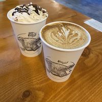 Hot chocolate and eggnog latte   at Fern Cafe and Bakery in Victoria