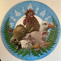 Fern Bakery logo on wall  at Fern Cafe and Bakery in Victoria