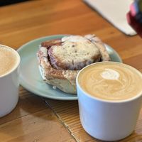 Coffee & warm cinnamon roll  at Fern Cafe and Bakery in Victoria