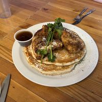 Chickn n pancakes!!!  at Fern Cafe and Bakery in Victoria