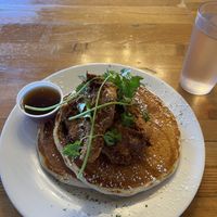 Chicken and Pancakes! Killer!!!!  at Fern Cafe and Bakery in Victoria