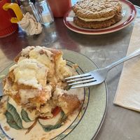 a cookie and Cinnabon - all tasty! Cinnabon could have used more icing but that’s just me being picky!   at Fern Cafe and Bakery in Victoria
