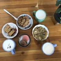 Sweets and tea at Fern Cafe and Bakery in Victoria