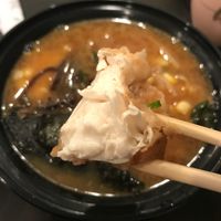 Agedashi Tofu in front of vegan ramen  at Soup Shack in Boston
