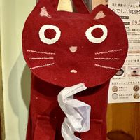 Cat tissue dispenser   at Ramuna in Nara