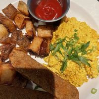 Vegan tofu scramble and sausages at Irregardless Cafe in Raleigh