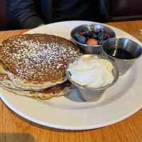 Pancakes. I didn’t try but I could tell waffles were the better choice    at Irregardless Cafe in Raleigh