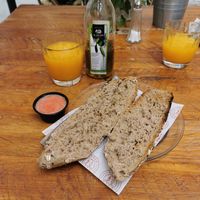 Tomato toast and orange juice at La Vaca Atada in Cadiz