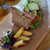 Sandwich with tofu spread at Palmovka in Prague