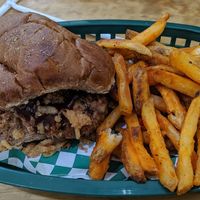 Bubba sparxxx, without slaw & gross stale fries. at Local Green Atlanta  in Atlanta