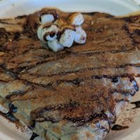from the vegan menu -- S'More Crepe
Nutiva (Vegan Nutella), Graham Biscuits, Dandies Marshmallows, Hershey's Chocolate Syrup at Dulce Crepes in Fairfax