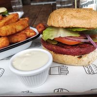 Shamburger patty at The Burger Haus in North Hobart