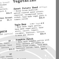 Burger Haus menu at The Burger Haus in North Hobart