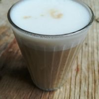 Plant-mylk latte at Balance Deli in Frankfurt