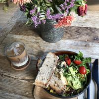 Coffee, flowers, bowl 😍  at Balance Deli in Frankfurt