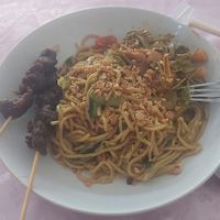 Fried noodles with vegetables and mushroom sticks at King Lio in Chiang Mai