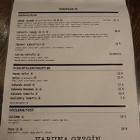 Menu at Varuna Gezgin in Istanbul