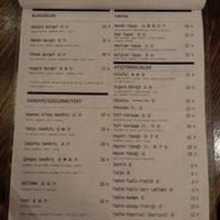 Menu at Varuna Gezgin in Istanbul